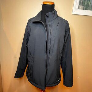 L.L.Bean Women's Black Fleece Lined Full Zip Jacket Bkack Size XL Windproof Coat